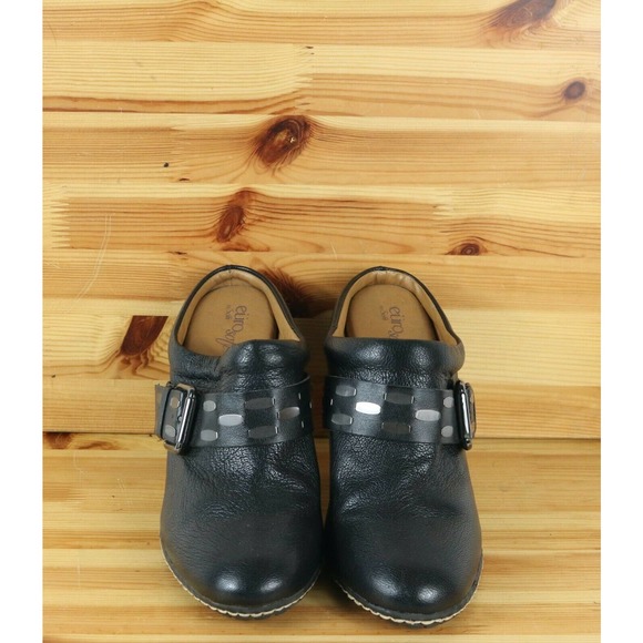 Euro Soft by Sofft Leather Shoes Women's Size 9M Black Clog Mules Heels - Picture 3 of 9